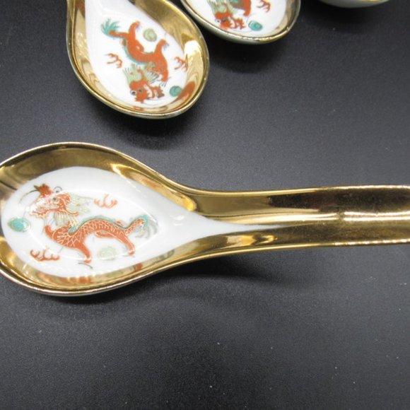 SET OF 8 VINTAGE ASIAN/CHINESE SOUP/WON TON SPOONS - Picture 6 of 6